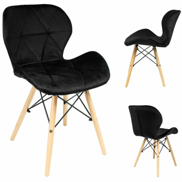 (DL) Scaun dining Velvet pentru bucatarie tapitat cu catifea, 46x50x73cm, negru - Image 2