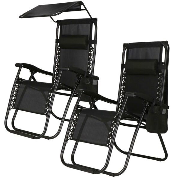 Sezlong pliabil SERSIMO GC3, Relax Zero Gravity cu parasolar, 175cm, negru - Image 22