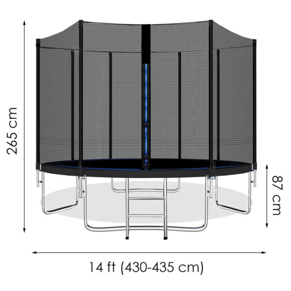 Trambulin Fekete, létrával és külső védőhálóval, 430 cm, 200 kg - Image 11