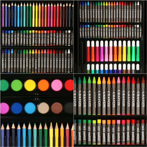 Set de pictura si desen pentru copii, 168 de piese, trusa plastic - Image 23