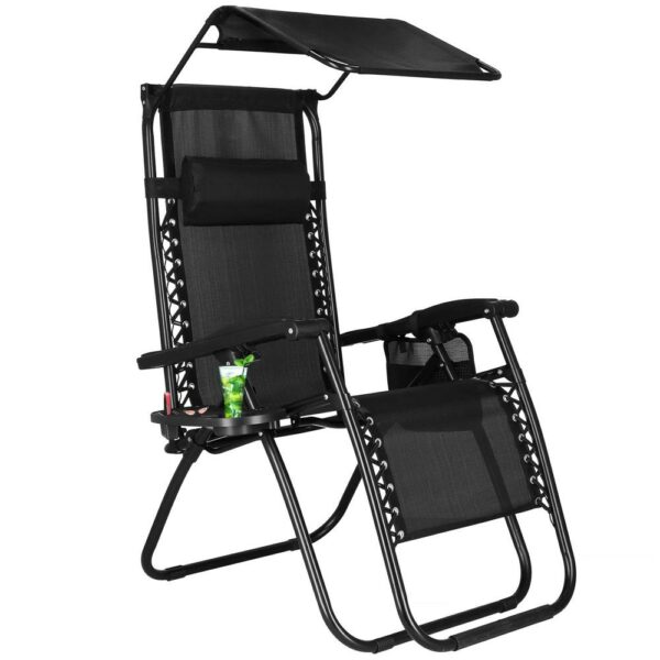 Sezlong pliabil SERSIMO GC3, Relax Zero Gravity cu parasolar, 175cm, negru - Image 24