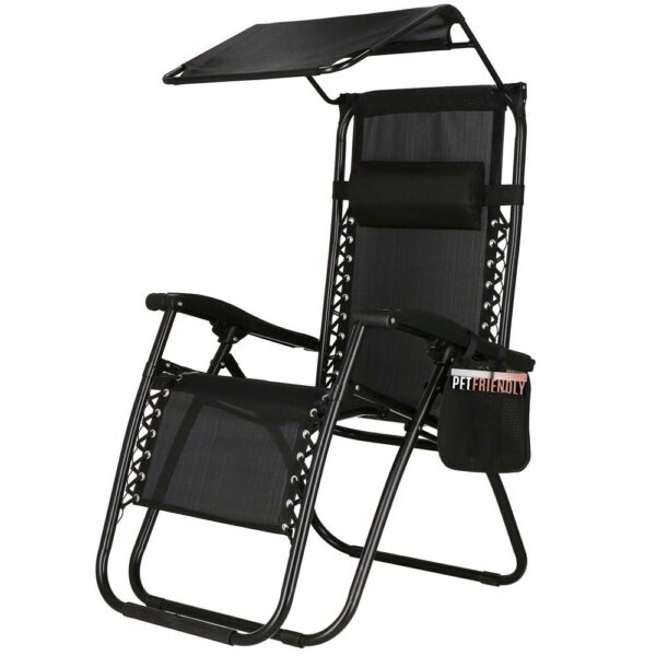 Sezlong pliabil SERSIMO GC3, Relax Zero Gravity cu parasolar, 175cm, negru - Image 25
