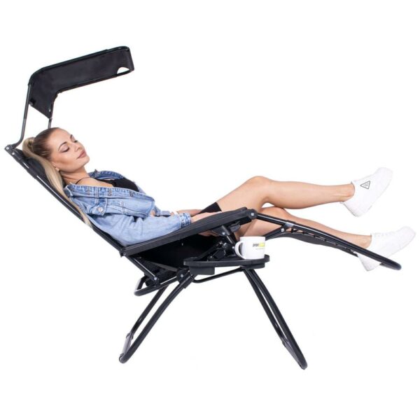 Sezlong pliabil SERSIMO GC3, Relax Zero Gravity cu parasolar, 175cm, negru - Image 29