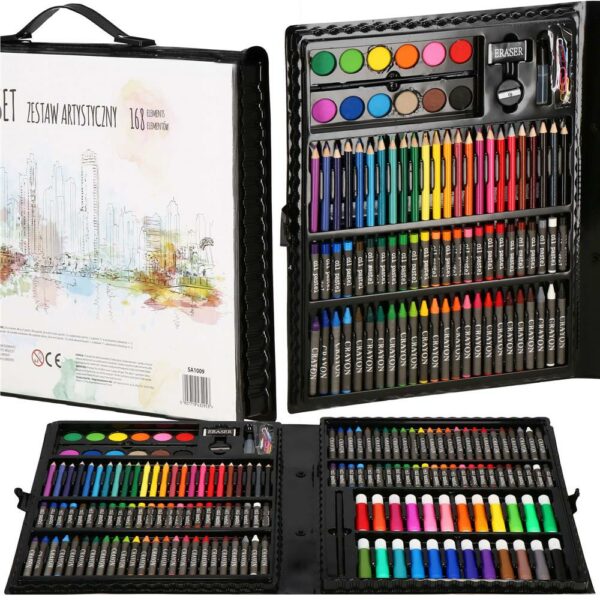 Set de pictura si desen pentru copii, 168 de piese, trusa plastic - Image 29