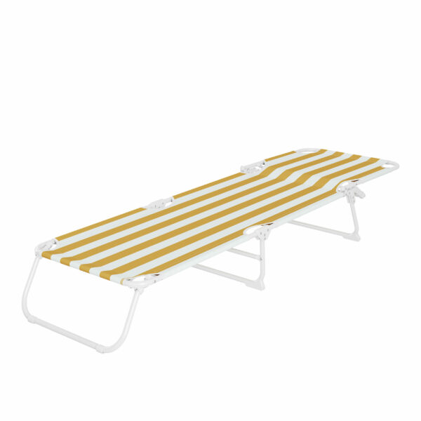 Sezlong pliant Sersimo, 186 x 56 cm, pentru plaja sau gradina, alb galben, capacitate 110kg - Image 4
