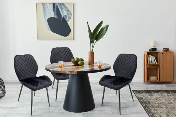 (DL) Scaun dining Milare pentru bucatarie tapitat cu catifea, 80x58x87cm, negru - Image 3