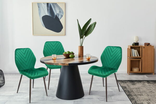 (DL) Scaun dining Milare pentru bucatarie tapitat cu catifea, 80x58x87cm, verde - Image 3