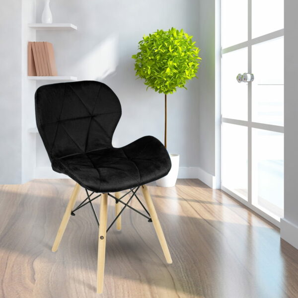 (DL) Scaun dining Velvet pentru bucatarie tapitat cu catifea, 46x50x73cm, negru - Image 3