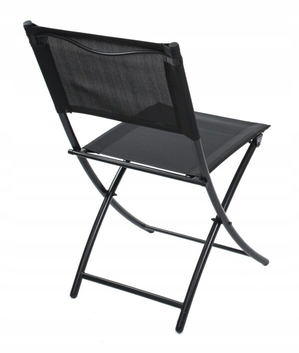 Set mobilier gradina sau balcon, masa semirotund sticla cu 2 scaune pliabile, gri - Image 5