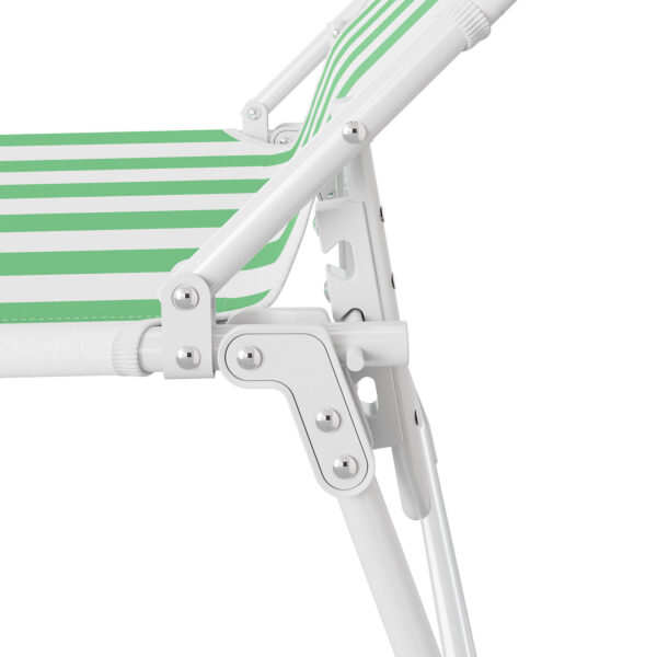 Sezlong pliant Sersimo, 186 x 56 cm, pentru plaja sau gradina, alb verde, capacitate 110kg - Image 3