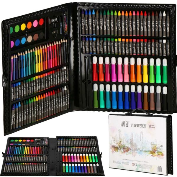 Set de pictura si desen pentru copii, 168 de piese, trusa plastic - Image 34