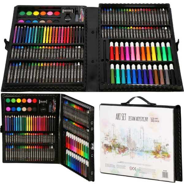 Set de pictura si desen pentru copii, 168 de piese, trusa plastic - Image 41