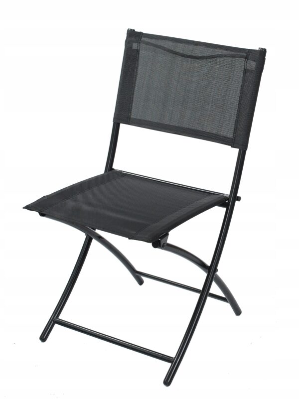 Set mobilier gradina sau balcon, masa semirotund sticla cu 2 scaune pliabile, gri - Image 7