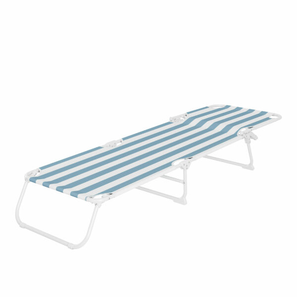 Sezlong pliant Sersimo, 186 x 56 cm, pentru plaja sau gradina, alb albastru, capacitate 110kg - Image 5