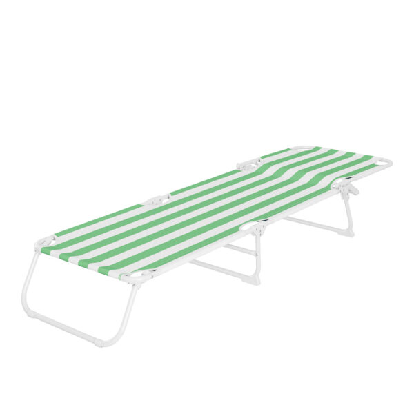 Sezlong pliant Sersimo, 186 x 56 cm, pentru plaja sau gradina, alb verde, capacitate 110kg - Image 4