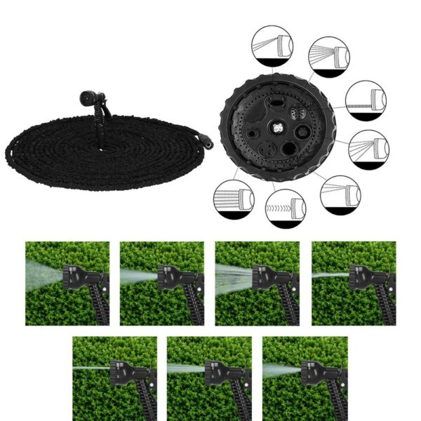Furtun extensibil pentru udat gradina, cu pistol stropire, 20-60 metri, negru - Image 6