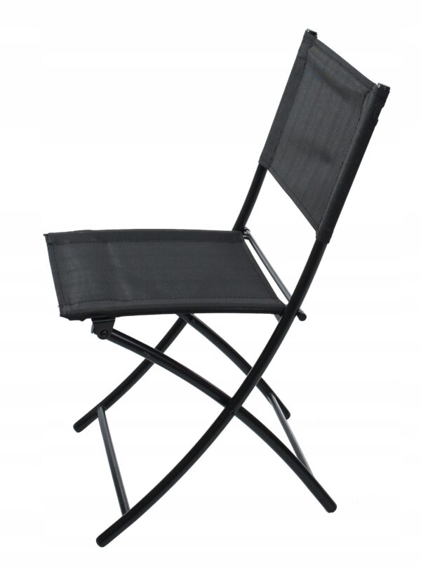 Set mobilier gradina sau balcon, masa semirotund sticla cu 2 scaune pliabile, gri - Image 8