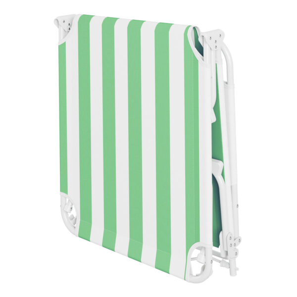 Sezlong pliant Sersimo, 186 x 56 cm, pentru plaja sau gradina, alb verde, capacitate 110kg - Image 5
