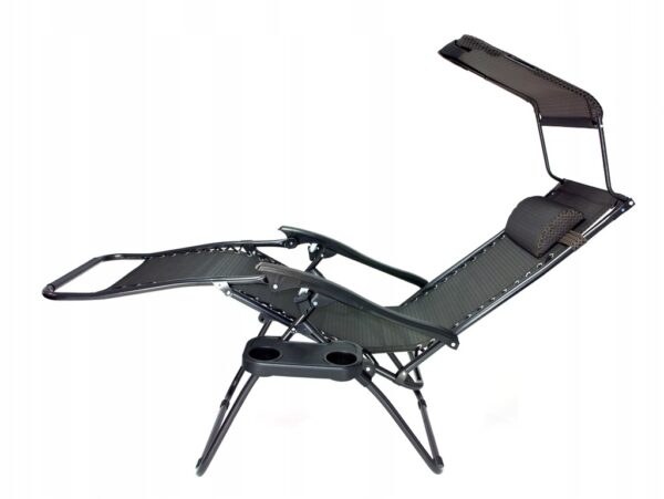 Sezlong pliabil cu parasolar si suport pahare SERSIMO, 64x110x180cm, gri antracit - Image 7
