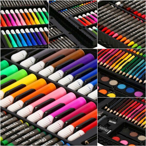 Set de pictura si desen pentru copii, 168 de piese, trusa plastic - Image 8
