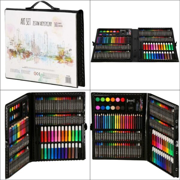 Set de pictura si desen pentru copii, 168 de piese, trusa plastic - Image 9