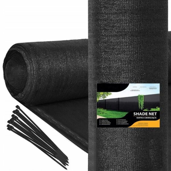 Plasa umbrire si intimitate pentru gard, 1.5m latime, 25m lungime, 140g densitate, negru - Image 9