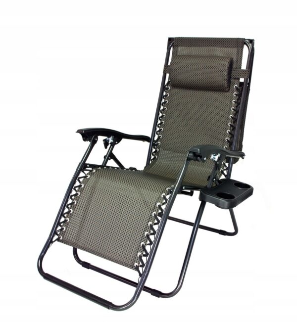 Sezlong pliabil cu parasolar si suport pahare SERSIMO, 64x110x180cm, gri antracit - Image 10