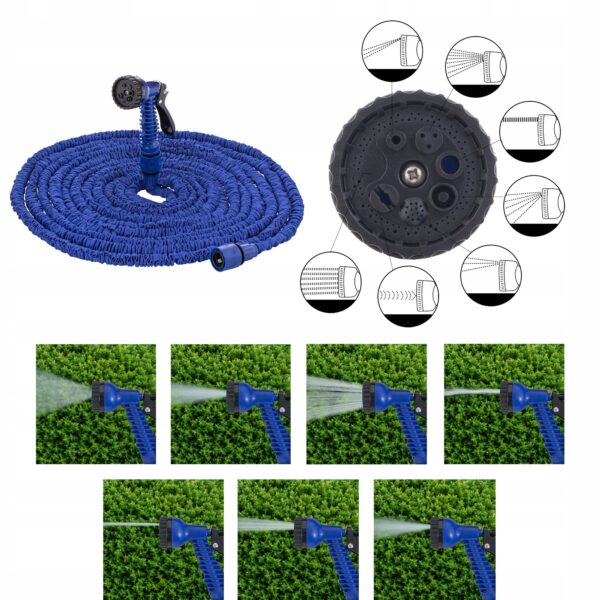 Furtun extensibil pentru udat gradina, cu pistol stropire, 20-60 metri, albastru - Image 9