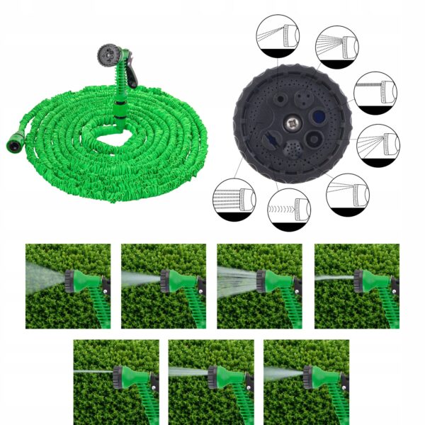 Furtun extensibil pentru udat gradina, cu pistol stropire, 15-45 metri, verde - Image 8