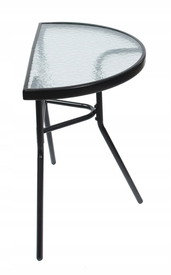 Set mobilier gradina sau balcon, masa semirotund sticla cu 2 scaune pliabile, gri - Image 11