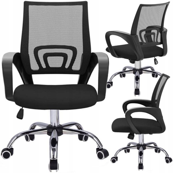 Scaun de birou ergonomic, cu brate, tesatura mesh, 120kg, negru - Image 2