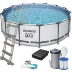 Piscina cadru metalic Bestway, 457x122cm, 16.000 litri, cu pompa de filtrare, scara si prelata