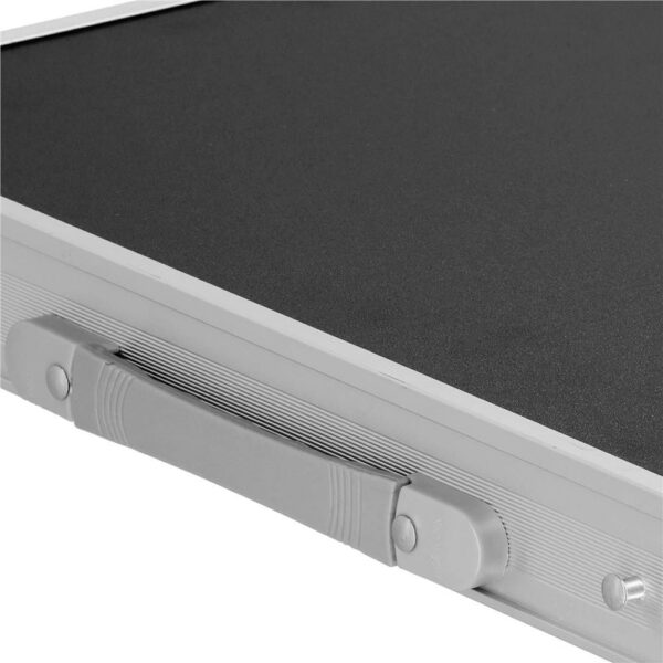 Masa camping pliabila cu spatiu depzoitare si cadru din aluminiu, blat MDF, 120x47x62/71cm, gri - Image 10