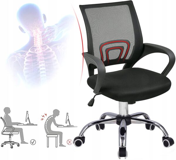Scaun de birou ergonomic, cu brate, tesatura mesh, 120kg, negru - Image 11