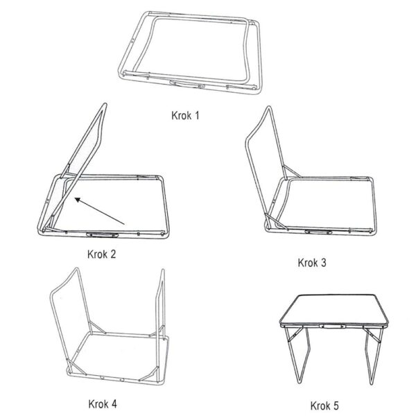 Összecsukható kempingasztal készlet MDF lap 4 székkel, 120x60x60/70cm, fekete barna - Image 10