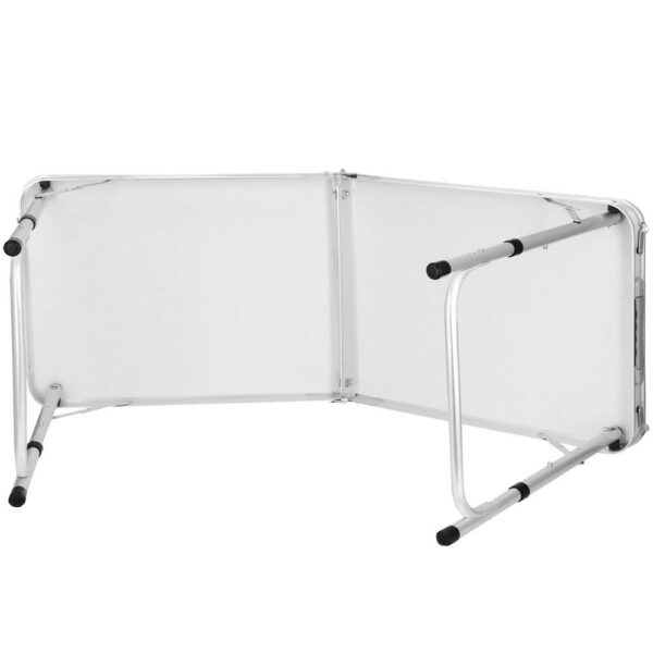 Masa camping pliabila cu spatiu depzoitare si cadru din aluminiu, blat MDF, 120x47x62/71cm, gri - Image 12