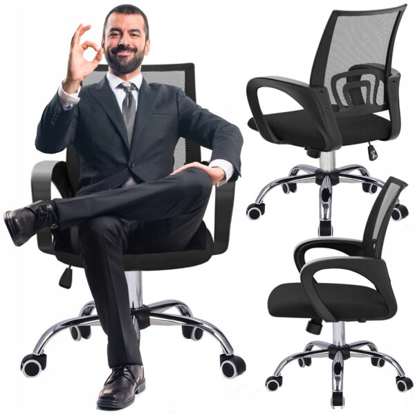 Scaun de birou ergonomic, cu brate, tesatura mesh, 120kg, negru - Image 13