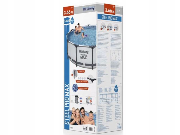 Piscina cadru metalic Bestway, 366x100cm, 9.150 litri, cu pompa de filtrare si scara - Image 10