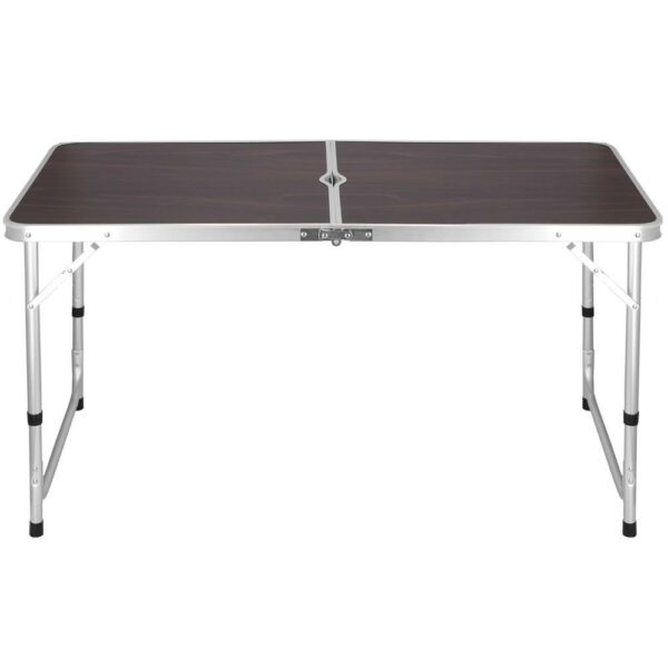 Összecsukható kempingasztal készlet MDF lap 4 székkel, 120x60x60/70cm, fekete barna - Image 12