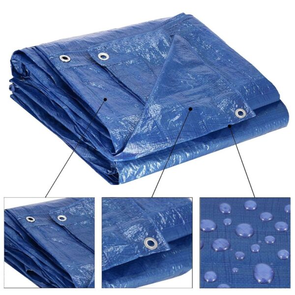 Laminált vízálló polietilén ponyva, 60g/m2, 4x7m, kék - Image 12