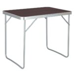 Masa camping pliabila cu cadru din aluminiu, blat MDF, 70x50x60cm, maro