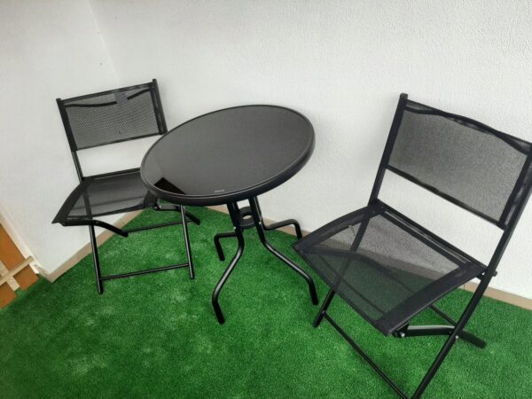 Set mobilier gradina Sersimo Oneiro, 2 scaune pliabile, 1 masa, negru - Image 2