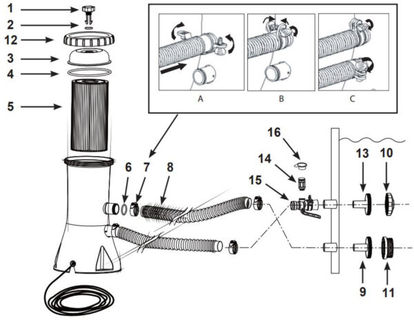 Pompa filtrare apa Intex 28638, 220-240 V, 32 mm, 3.785 lh debit apa, filtru tip A - Image 2