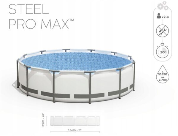 Piscina cadru metalic Bestway, 366x122cm, 10.250 litri, cu pompa de filtrare, scara si prelata - Image 2
