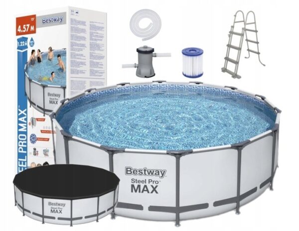 Piscina cadru metalic Bestway, 457x122cm, 16.000 litri, cu pompa de filtrare, scara si prelata - Image 3