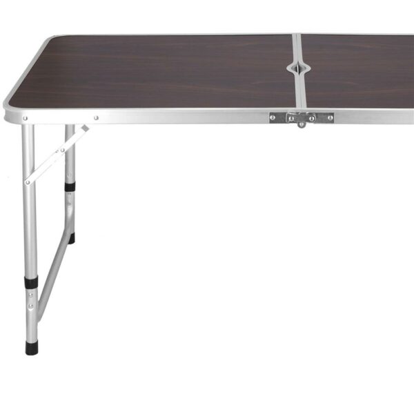 Összecsukható kempingasztal készlet MDF lap 4 székkel, 120x60x60/70cm, fekete barna - Image 19