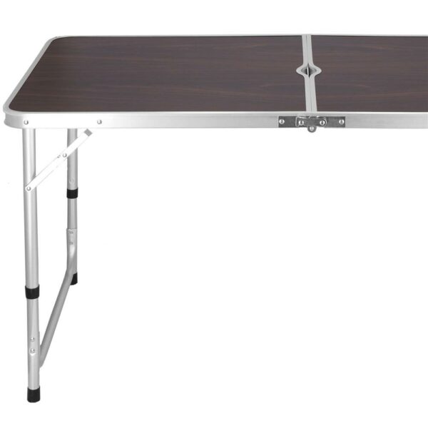 Összecsukható kempingasztal készlet MDF lap 4 székkel, 120x60x60/70cm, fekete barna - Image 20