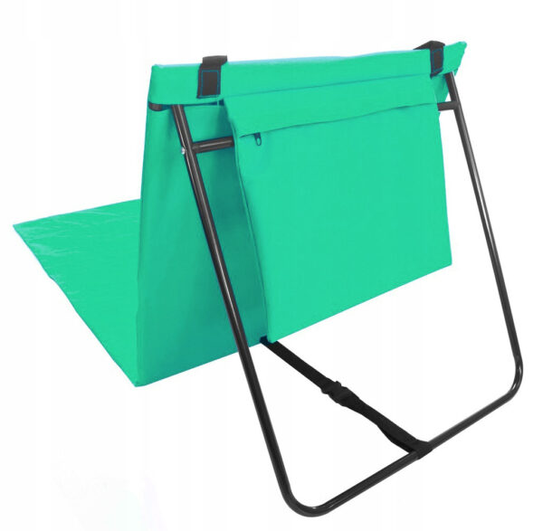 Sezlong de plaja pliabil, spatar cu cadru metalic, reglabil, 150x47x48 cm, verde - Image 4