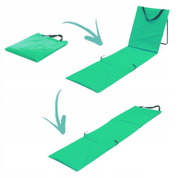 Sezlong de plaja pliabil, spatar cu cadru metalic, reglabil, 150x47x48 cm, verde - Image 5