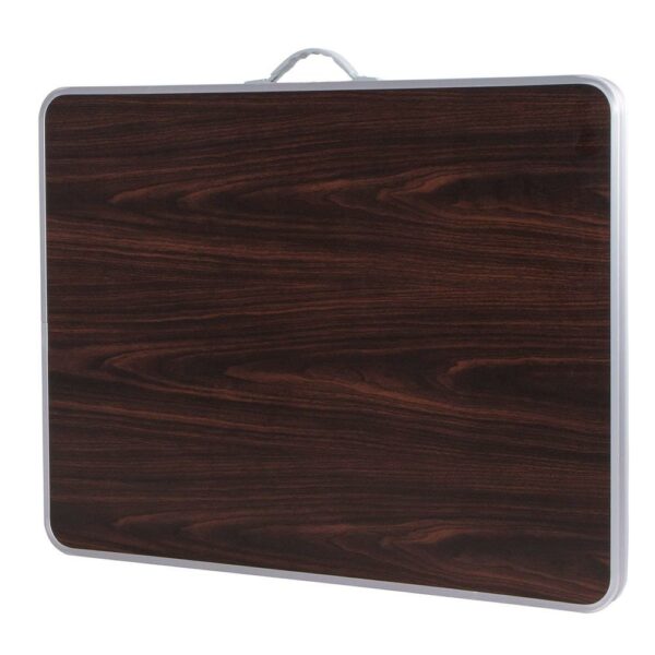 Masa camping pliabila cu cadru din aluminiu, blat MDF, 70x50x60cm, maro - Image 3